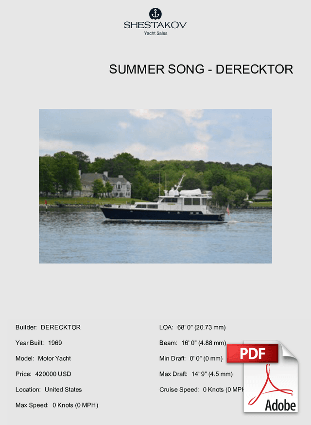 SUMMER SONG - Motor Yacht - 1969