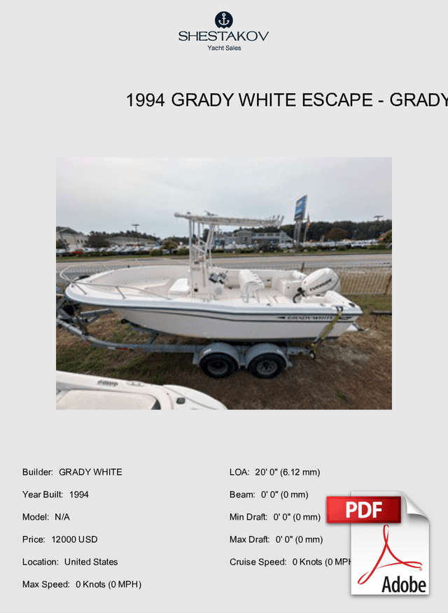 1994 GRADY WHITE ESCAPE - N/A - 1994