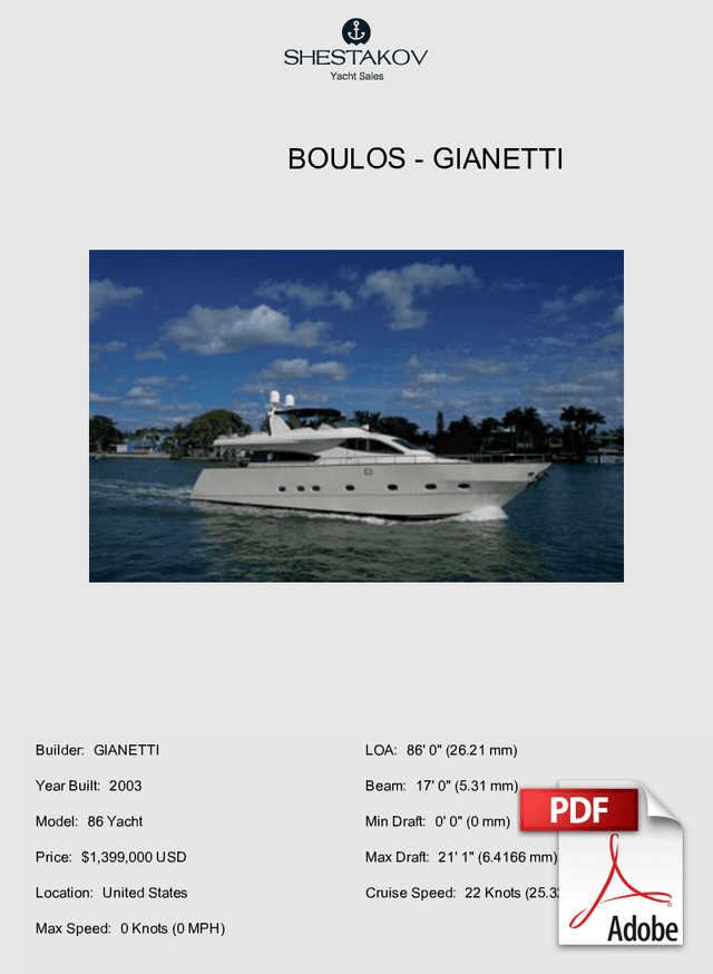 Boulos - 86 Yacht - 2003