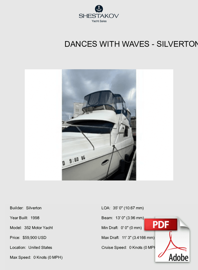 Dances with Waves - 352 Motor Yacht - 1998