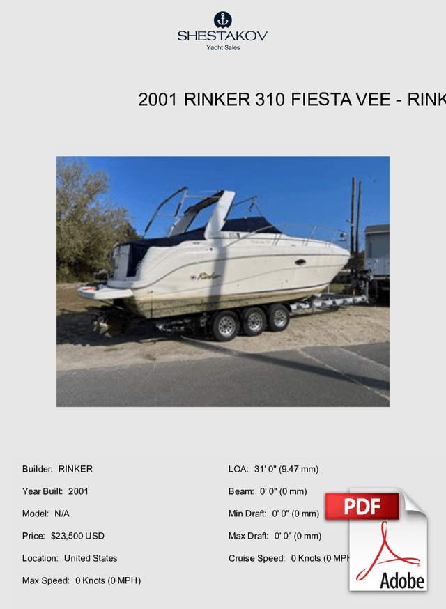 2001 RINKER 310 FIESTA VEE - N/A - 2001