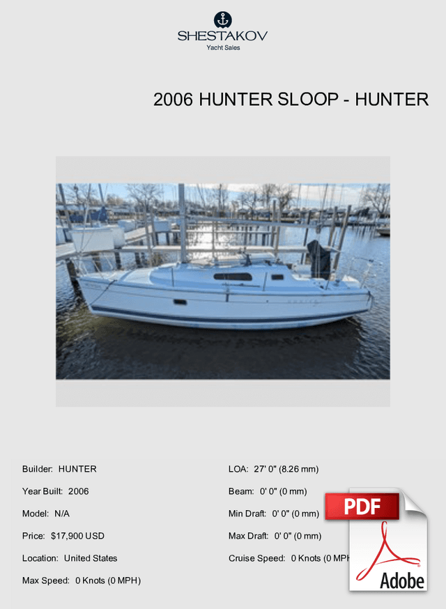 2006 HUNTER SLOOP - N/A - 2006