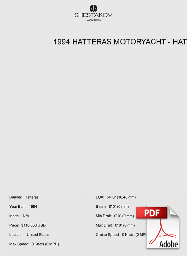 1994 HATTERAS MOTORYACHT - N/A - 1994