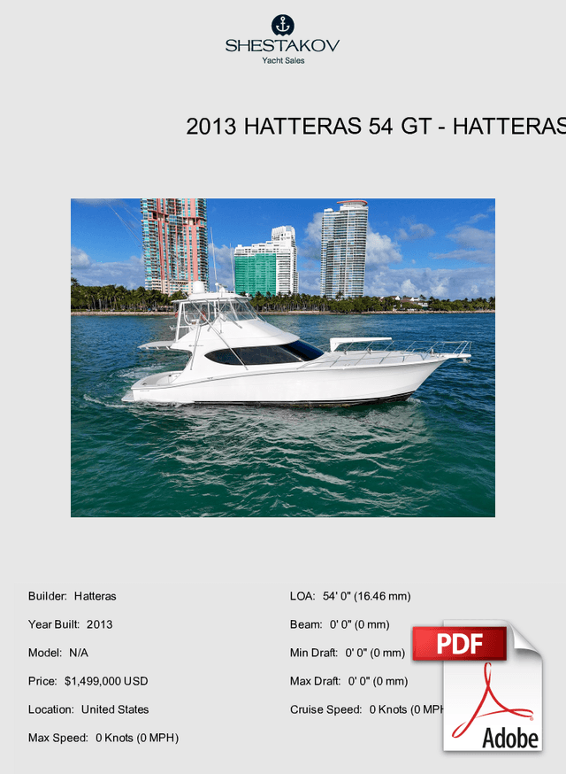 2013 Hatteras 54 GT - N/A - 2013