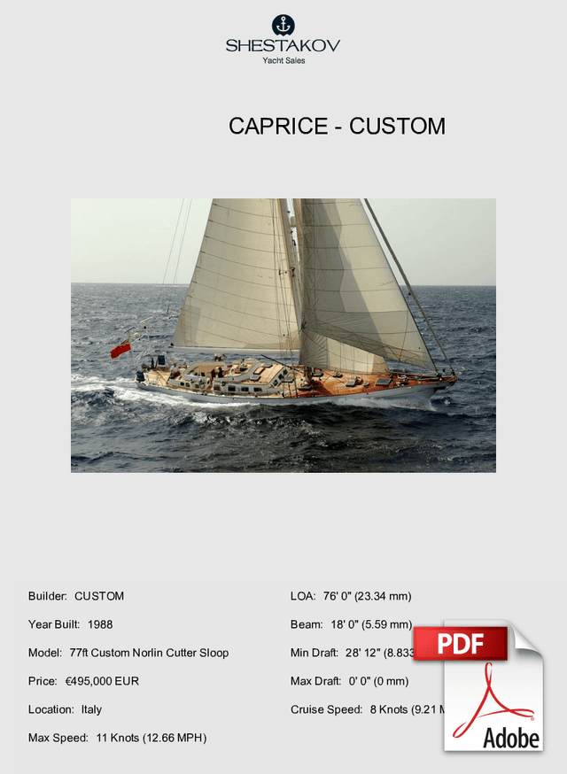 CAPRICE - 77ft Custom Norlin Cutter Sloop - 1988