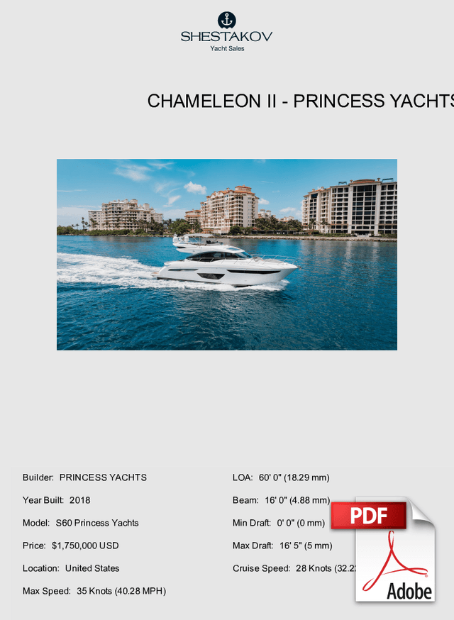 CHAMELEON II - S60 Princess Yachts - 2018