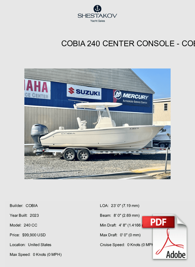 Cobia 240 Center Console - 240 CC - 2023