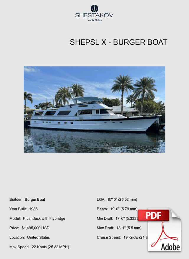 SHEPSL X - Flushdeck with Flybridge - 1986