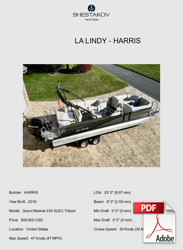 La Lindy - Grand Mariner 250 SLEC Tritoon - 2016