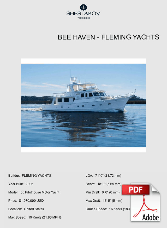 Bee Haven - 65 Pilothouse Motor Yacht - 2006