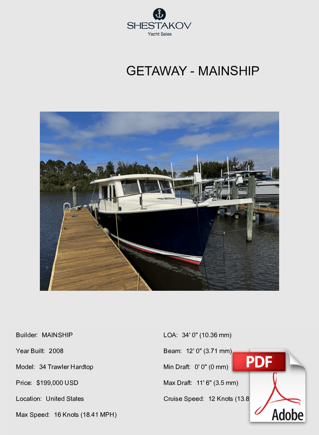 GETAWAY - 34 Trawler Hardtop - 2008