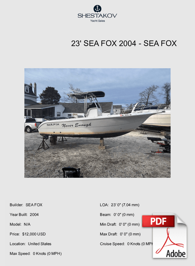 23' SEA FOX 2004 - N/A - 2004