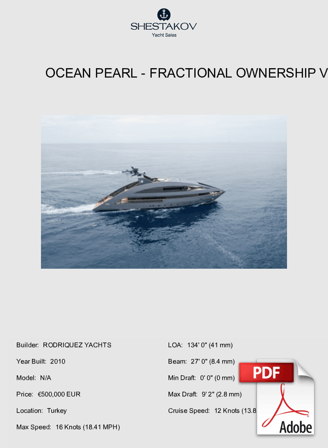 OCEAN PEARL - Fractional Ownership Vessel - N/A - 2010