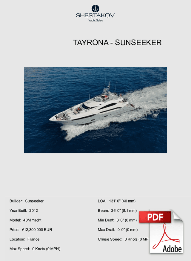 TAYRONA - 40M Yacht - 2012