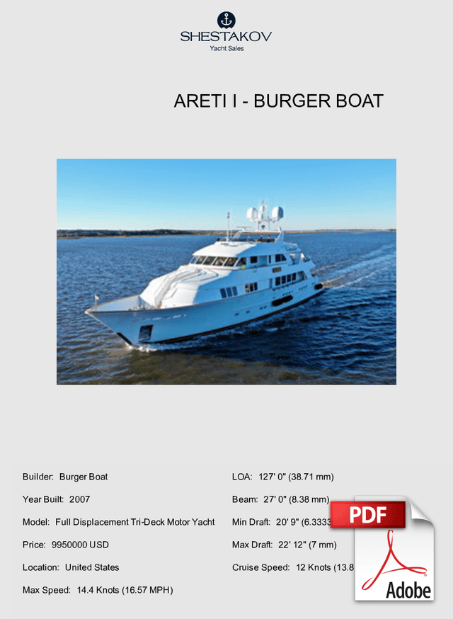 ARETI I - Full Displacement Tri-Deck Motor Yacht - 2007