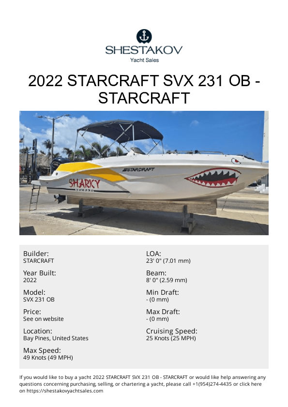 2022 Starcraft SVX 231 OB - SVX 231 OB - 2022