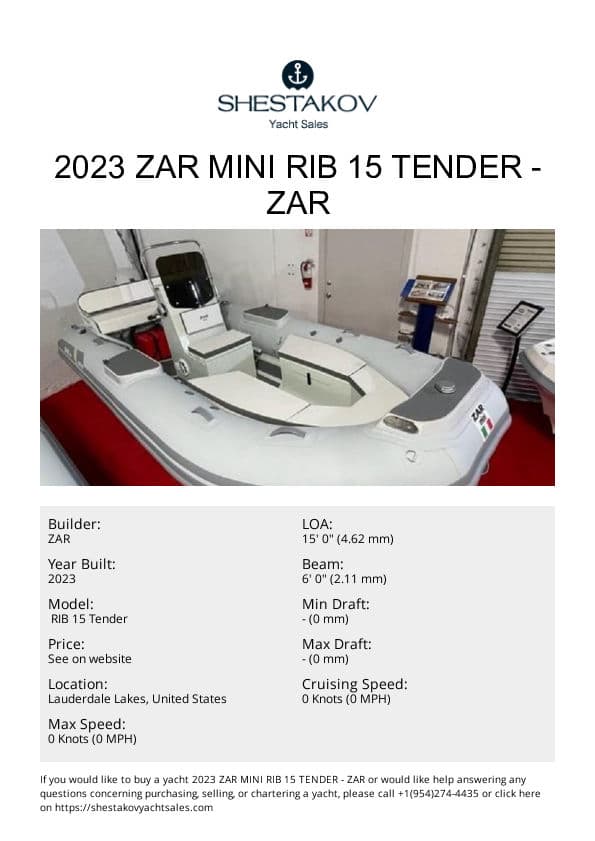 2023 Zar Mini RIB 15 Tender -  RIB 15 Tender - 2023