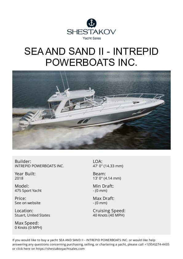 Sea and Sand II - 475 Sport Yacht - 2018