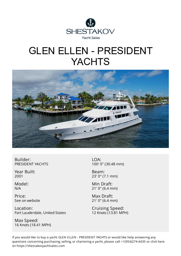 Glen Ellen - 100 Motor Yacht - 2002