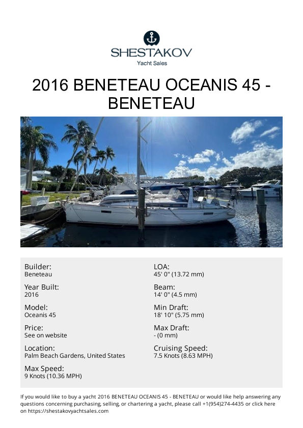 2016 Beneteau Oceanis 45 - Oceanis 45 - 2016