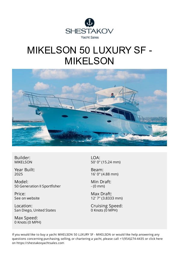 Mikelson 50 Luxury SF - 50 Generation II Sportfisher - 2025