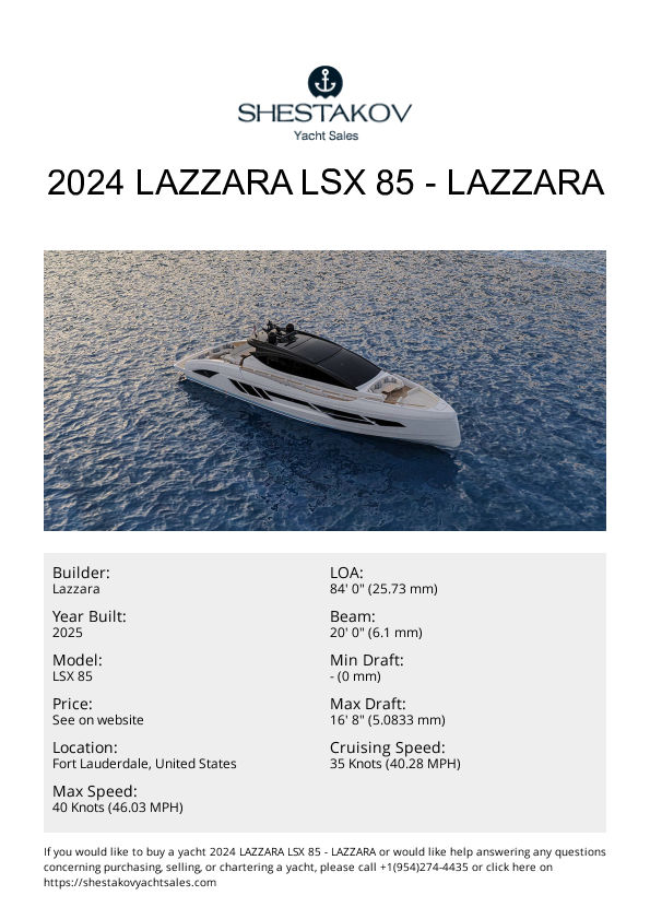 2024 Lazzara LSX 85 - LSX 85 - 2026