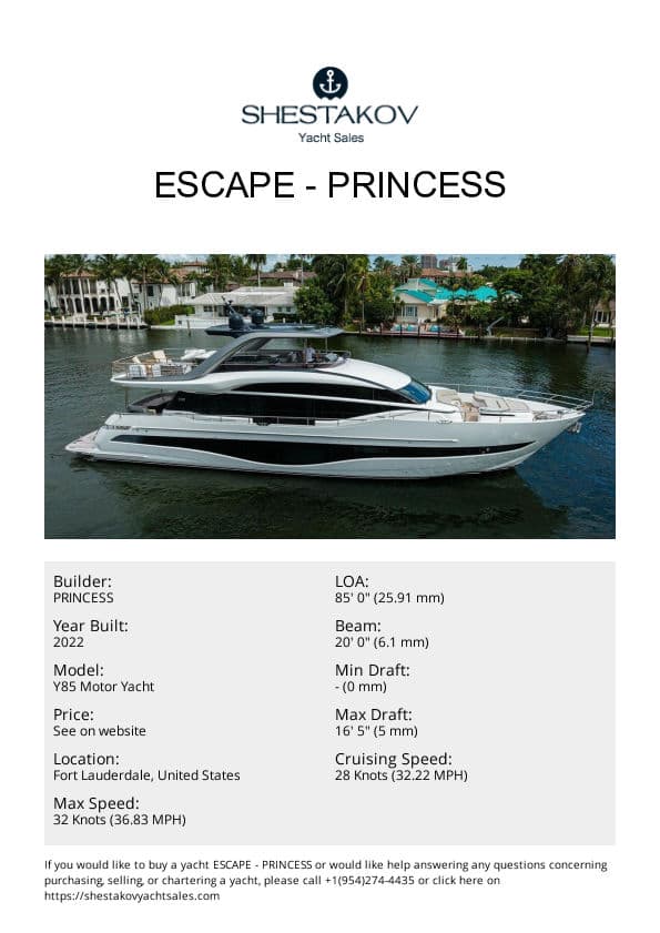 Escape - Y85 Motor Yacht - 2022