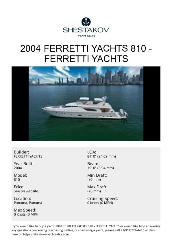 2004 Ferretti Yachts 810 - 810 - 2004