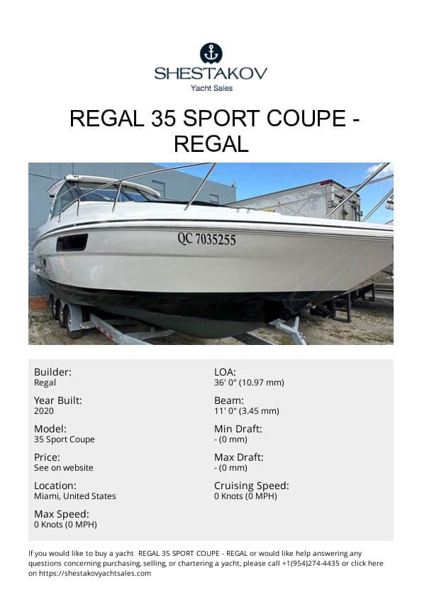  Regal 35 Sport Coupe - 35 Sport Coupe - 2020