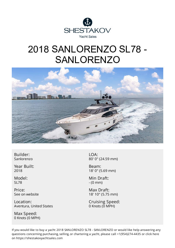 2018 Sanlorenzo SL78 - SL78 - 2018