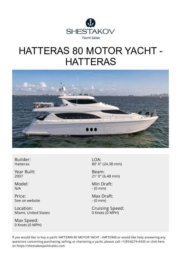 Hatteras 80 Motor Yacht - undefined - 2007