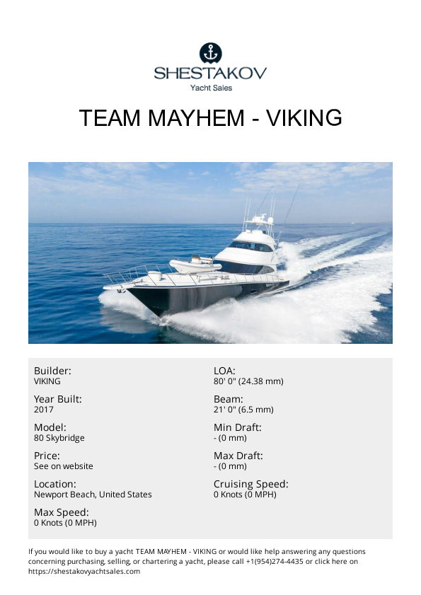 TEAM MAYHEM - 80 Skybridge - 2018