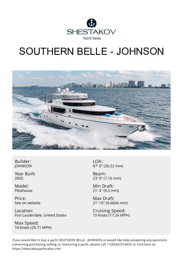 SOUTHERN BELLE - Pilothouse - 2006