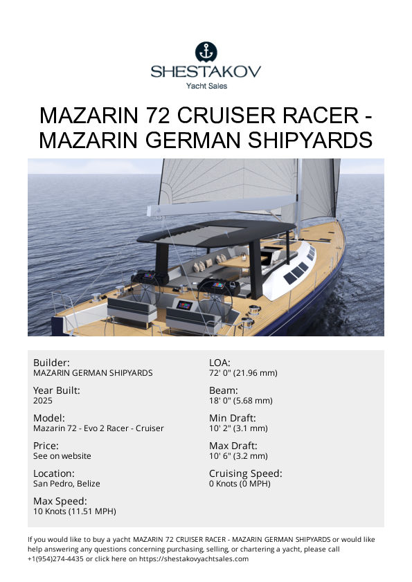 Mazarin 72 Cruiser Racer - Mazarin 72 - Evo 2 Racer - Cruiser - 2025