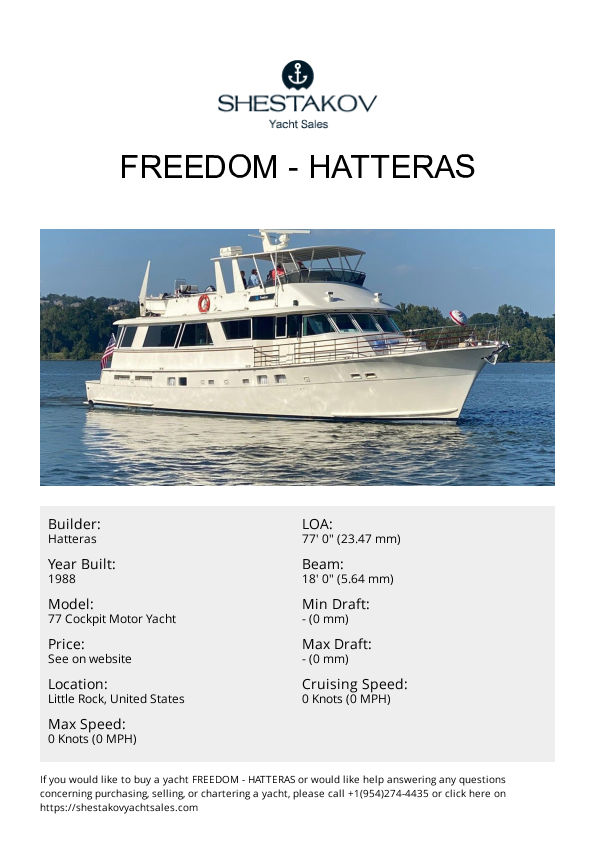 Freedom - 77 Cockpit Motor Yacht - 1988