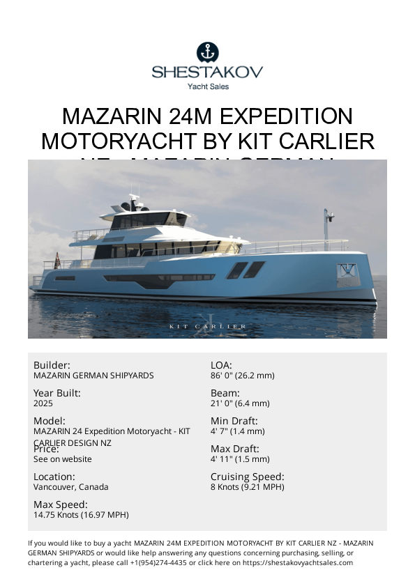 MAZARIN 24M EXPEDITION MOTORYACHT by KIT CARLIER NZ - MAZARIN 24 Expedition Motoryacht - KIT CARLIER DESIGN NZ - 2026