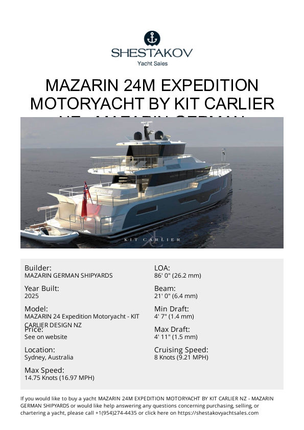 MAZARIN 24M EXPEDITION MOTORYACHT by KIT CARLIER NZ - MAZARIN 24 Expedition Motoryacht - KIT CARLIER DESIGN NZ - 2026