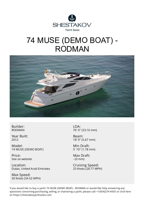 74 Muse (Demo Boat) - 74 MUSE (DEMO BOAT) - 2012