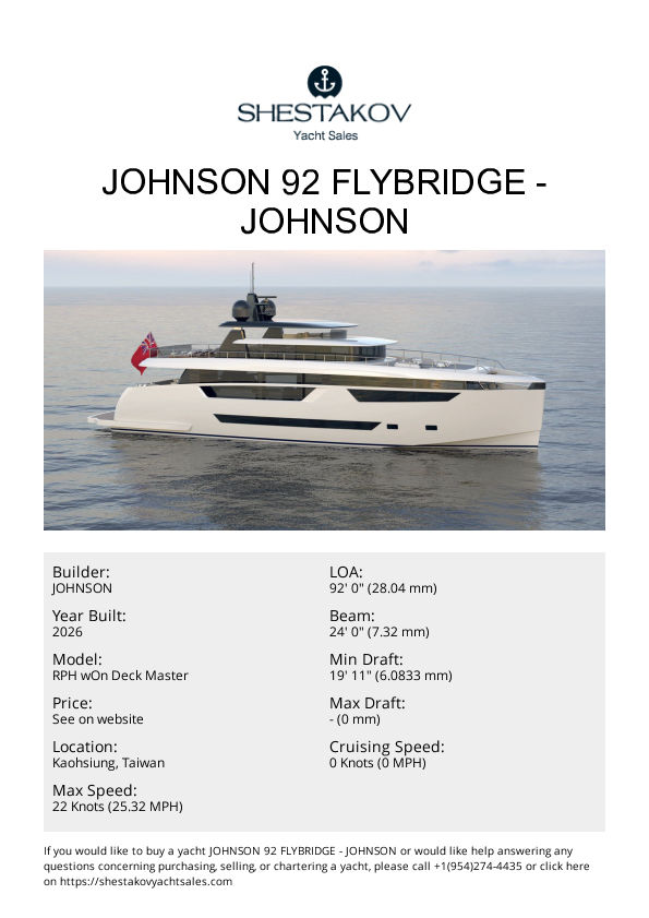 JOHNSON 92 FLYBRIDGE - RPH wOn Deck Master - 2026