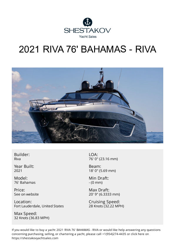 2021 Riva 76' Bahamas - 76' Bahamas - 2021