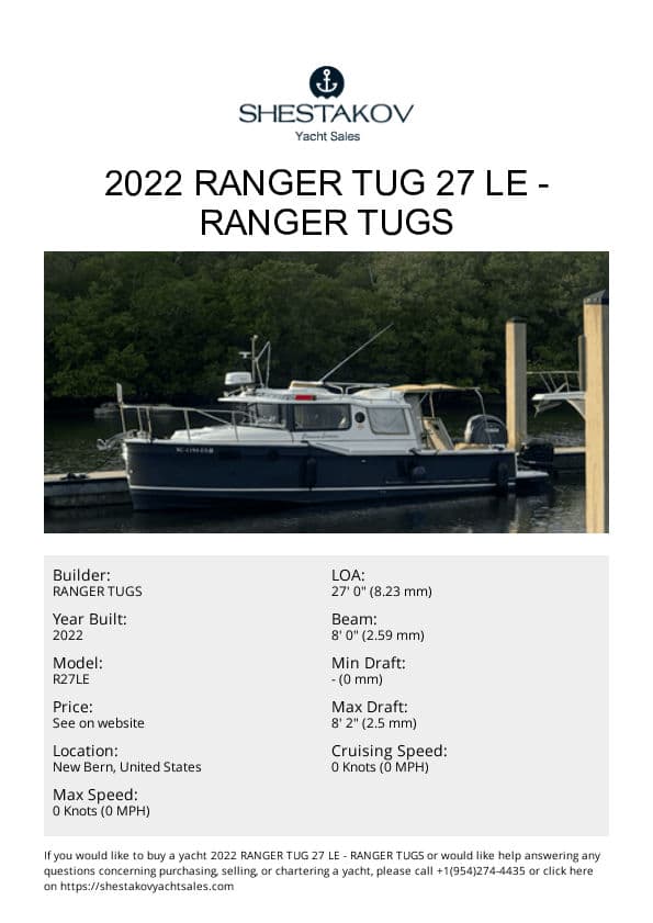 2022 Ranger Tug 27 LE New Bern, NC - R27LE - 2022