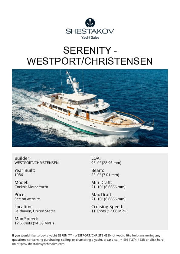 SERENITY - Cockpit Motor Yacht - 1986