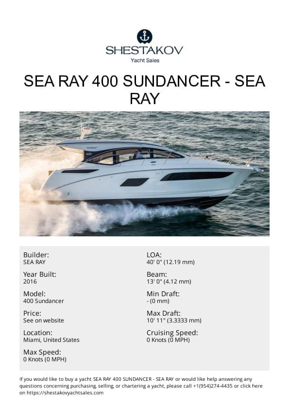 Sea Ray 400 Sundancer - 400 Sundancer - 2016