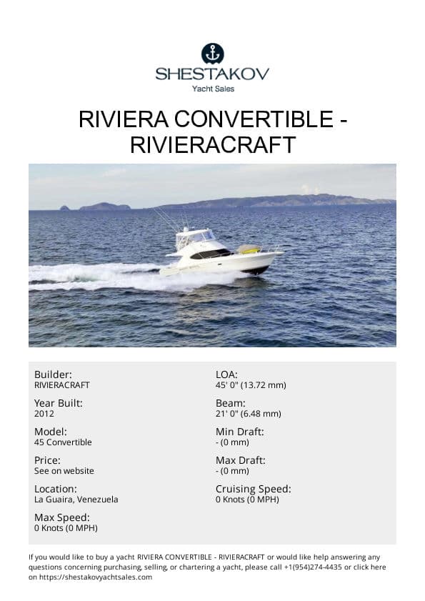 Riviera Convertible - 45 Convertible - 2012