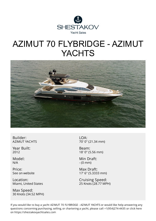 AZIMUT 70 FLYBRIDGE - undefined - 2012