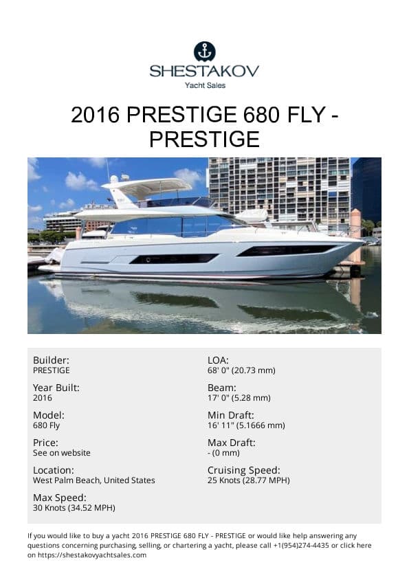 2016 Prestige 680 Fly - 680 Fly - 2016