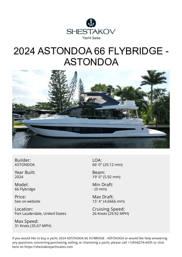 2024 Astondoa 66 Flybridge - 66 Flybridge - 2024