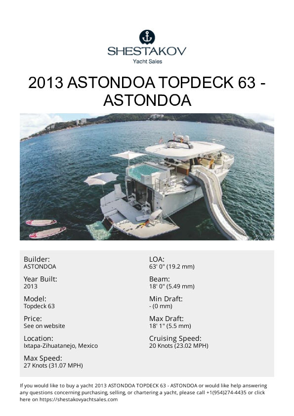 2013 Astondoa Topdeck 63 - Topdeck 63 - 2013