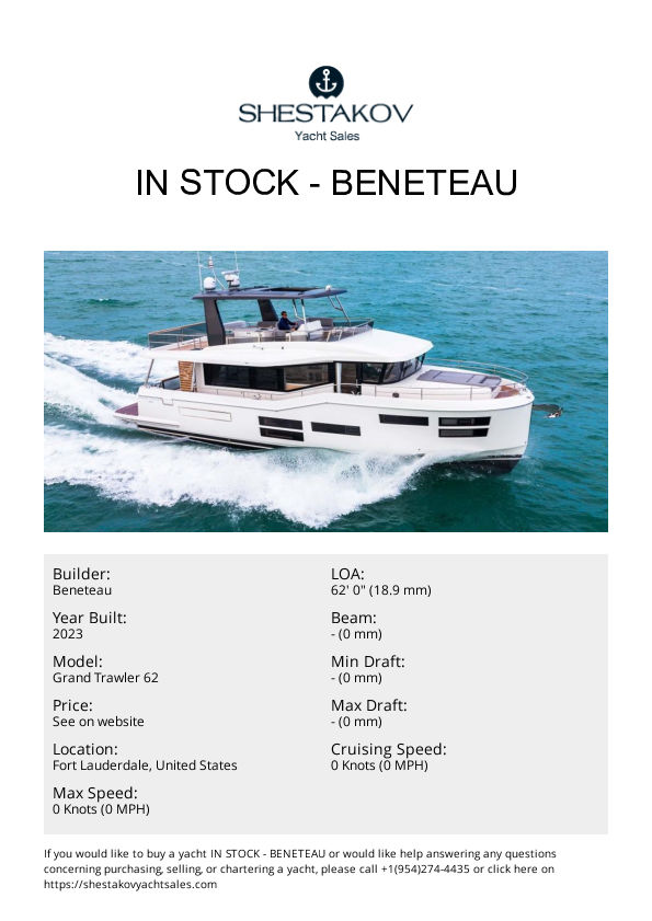 IN STOCK - Grand Trawler 62 - 2023