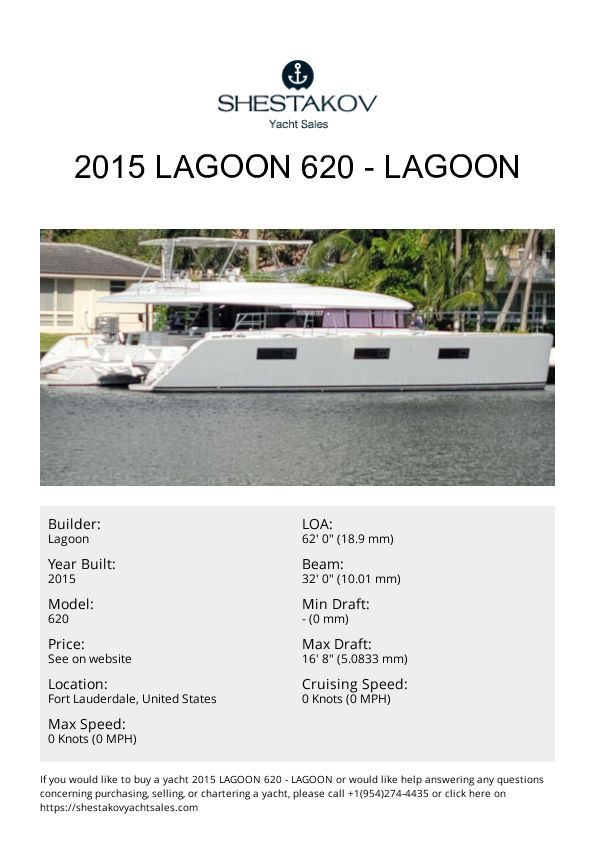 2015 Lagoon 620 - 620 - 2015